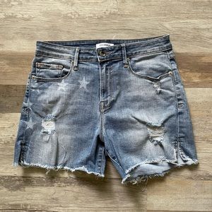 Good American Stars and Stripes denim shorts - size 6/28.
